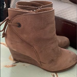 Lucky Brand Tan Wedge Booties